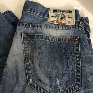 True Religion Distressed Straight Leg Jeans